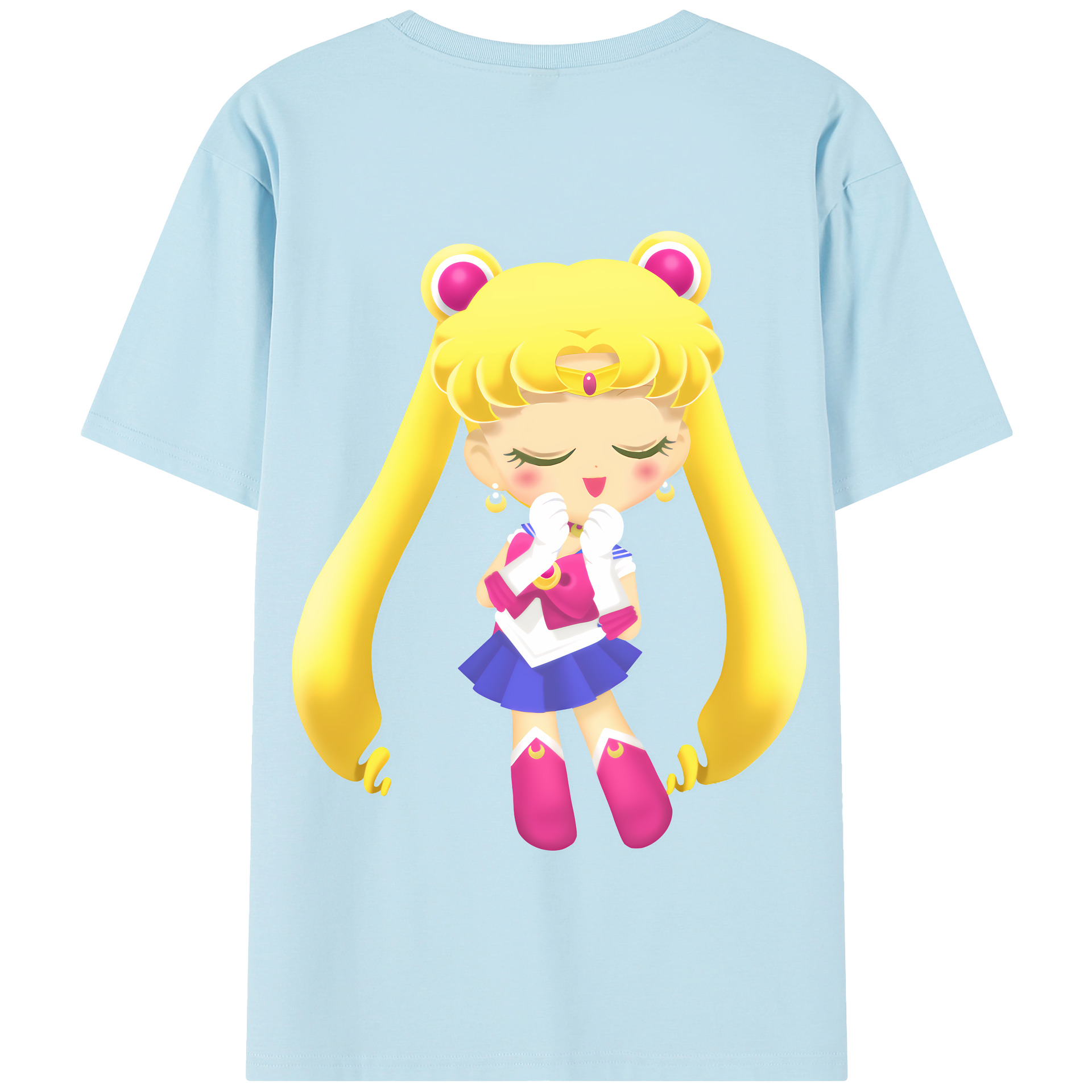 （画像用） 美少女戦士セーラームーン 月野 うさぎ つきの うさぎ Sailor Moon Tsukino Usagi 綿100％半袖Tシャツ（背面プリント）